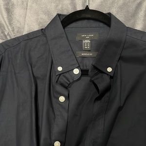 NWT New Look Dark Blue / Black Dress Shirt